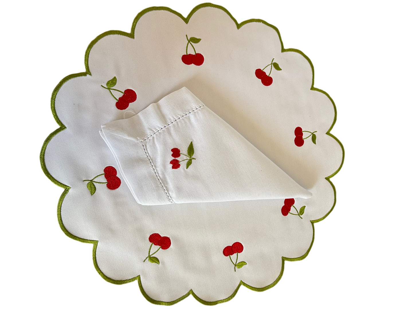 Placemats double-sided cherry and stripe