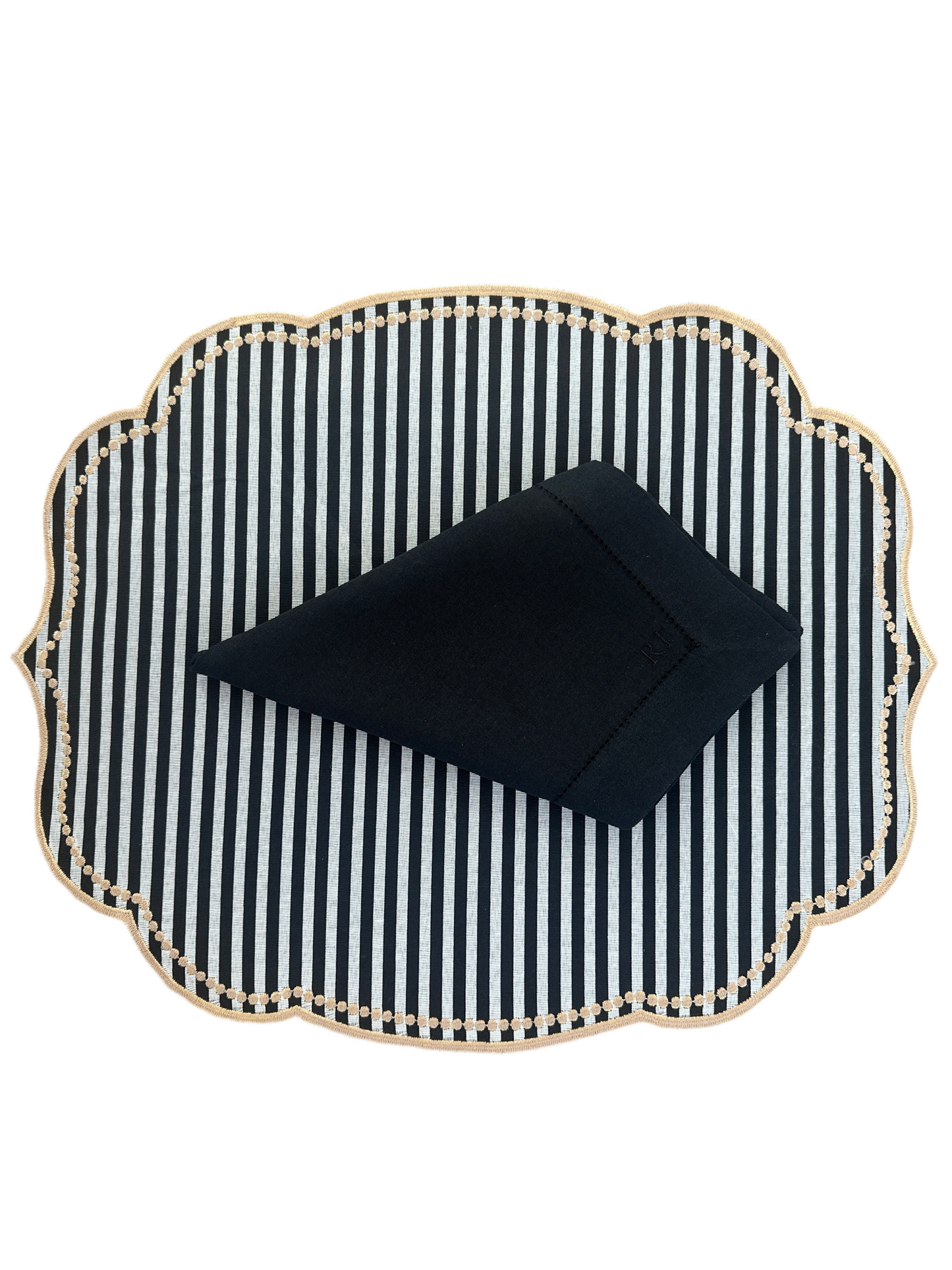 Placements double sided striped black and white