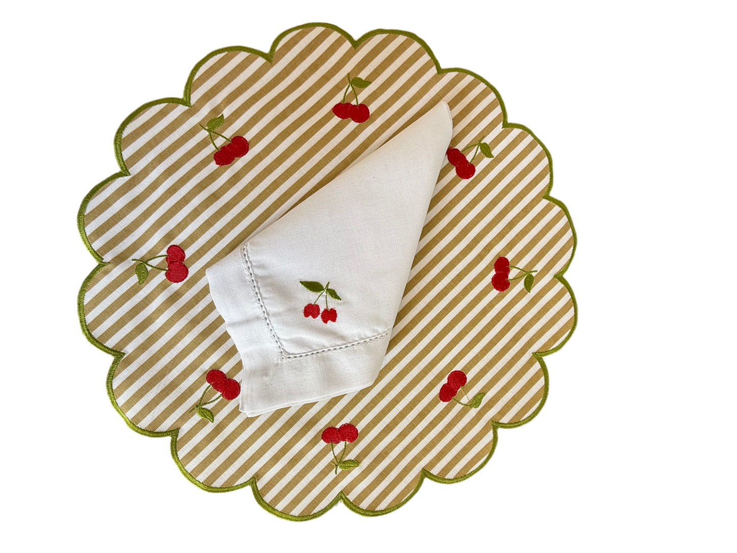 Placemats double-sided cherry and stripe