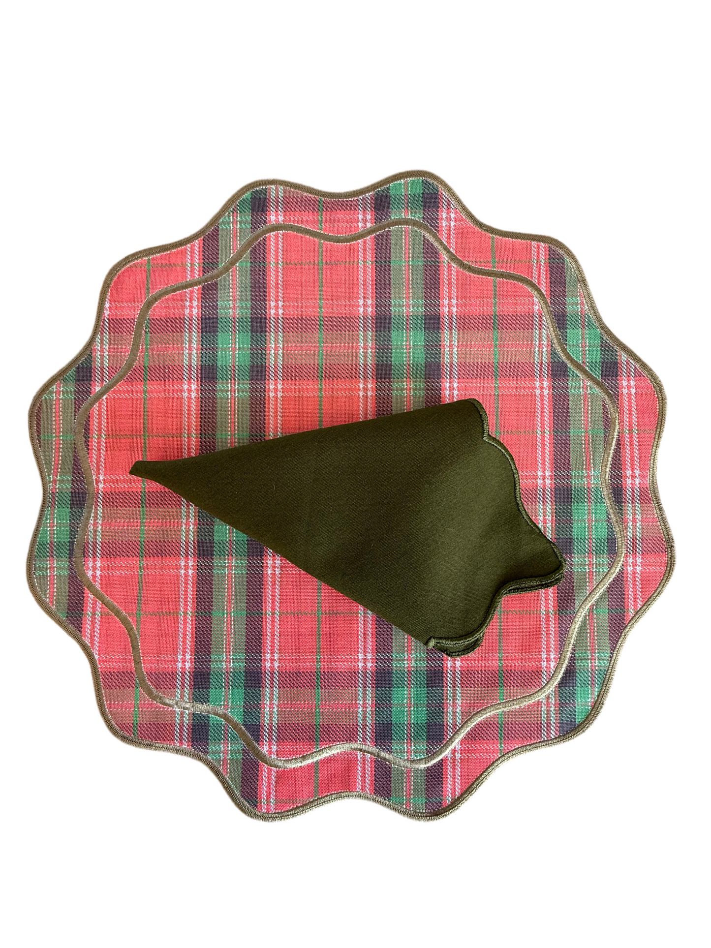 Placemets double-sided, checkered and embroidered napkins