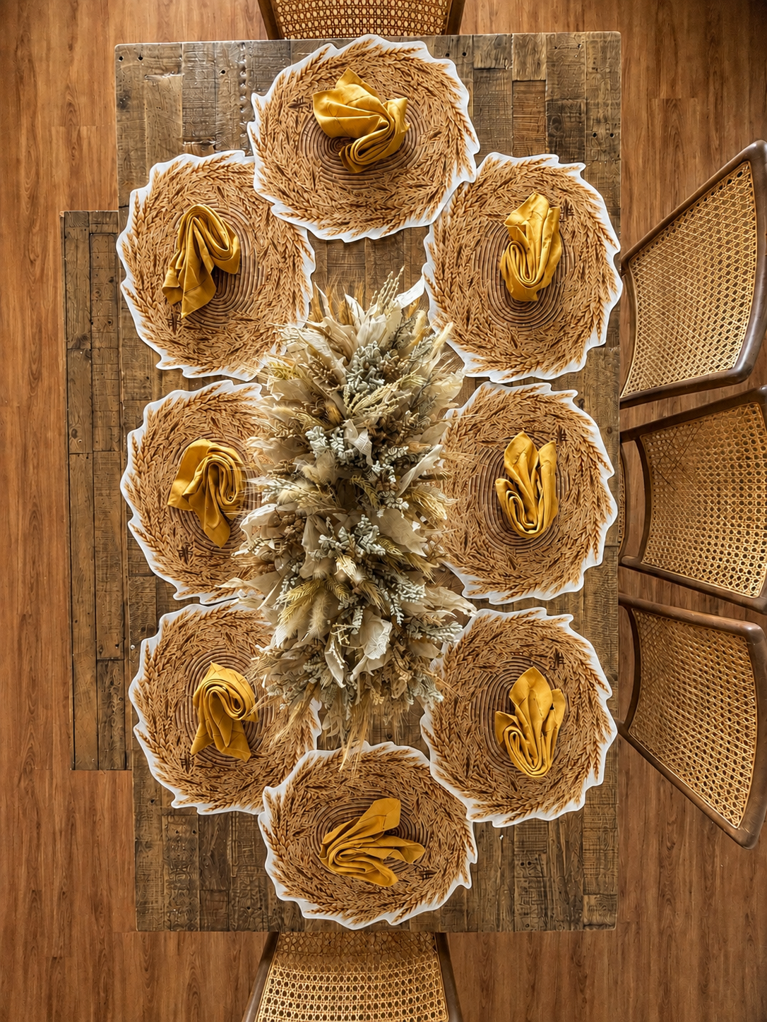 Wheat Print Placemat with Linen Napkin