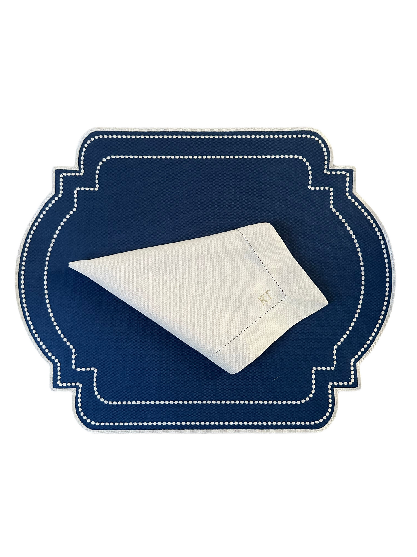 Placements Double sided navy blue and beige with beige napkin