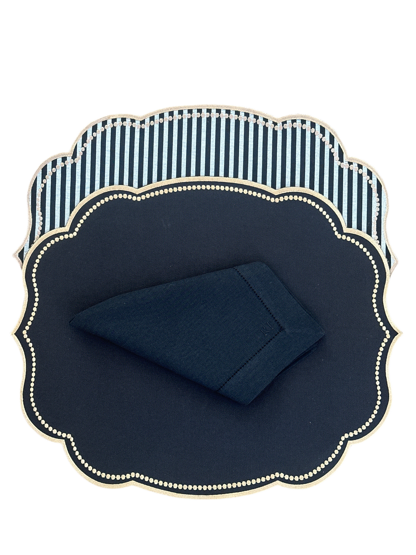 Placements double sided striped black and white