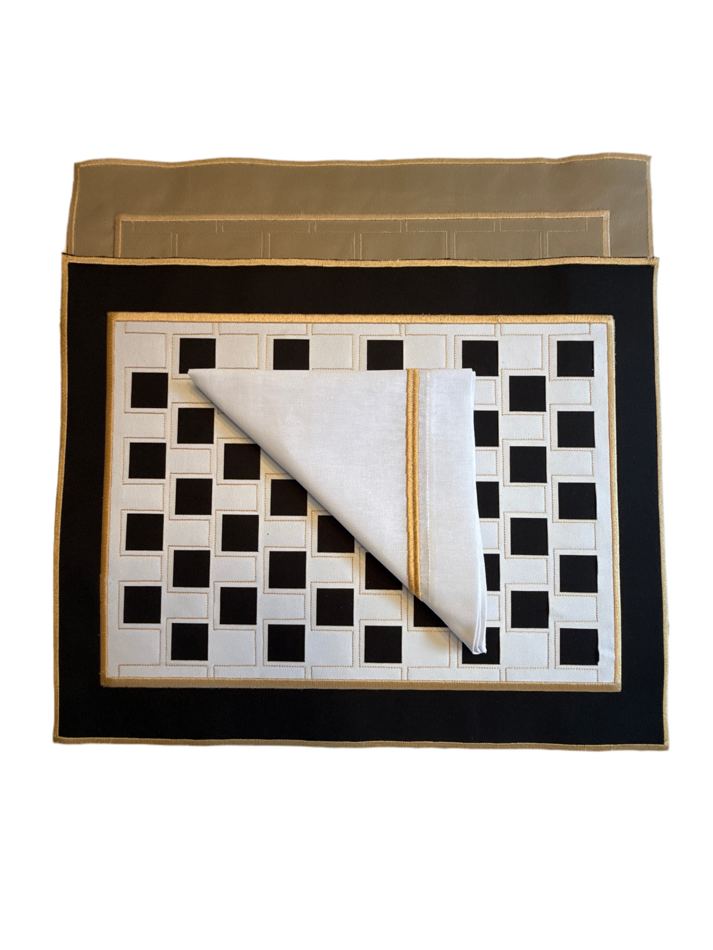Placemets double-sided beige and black and white checkered placements