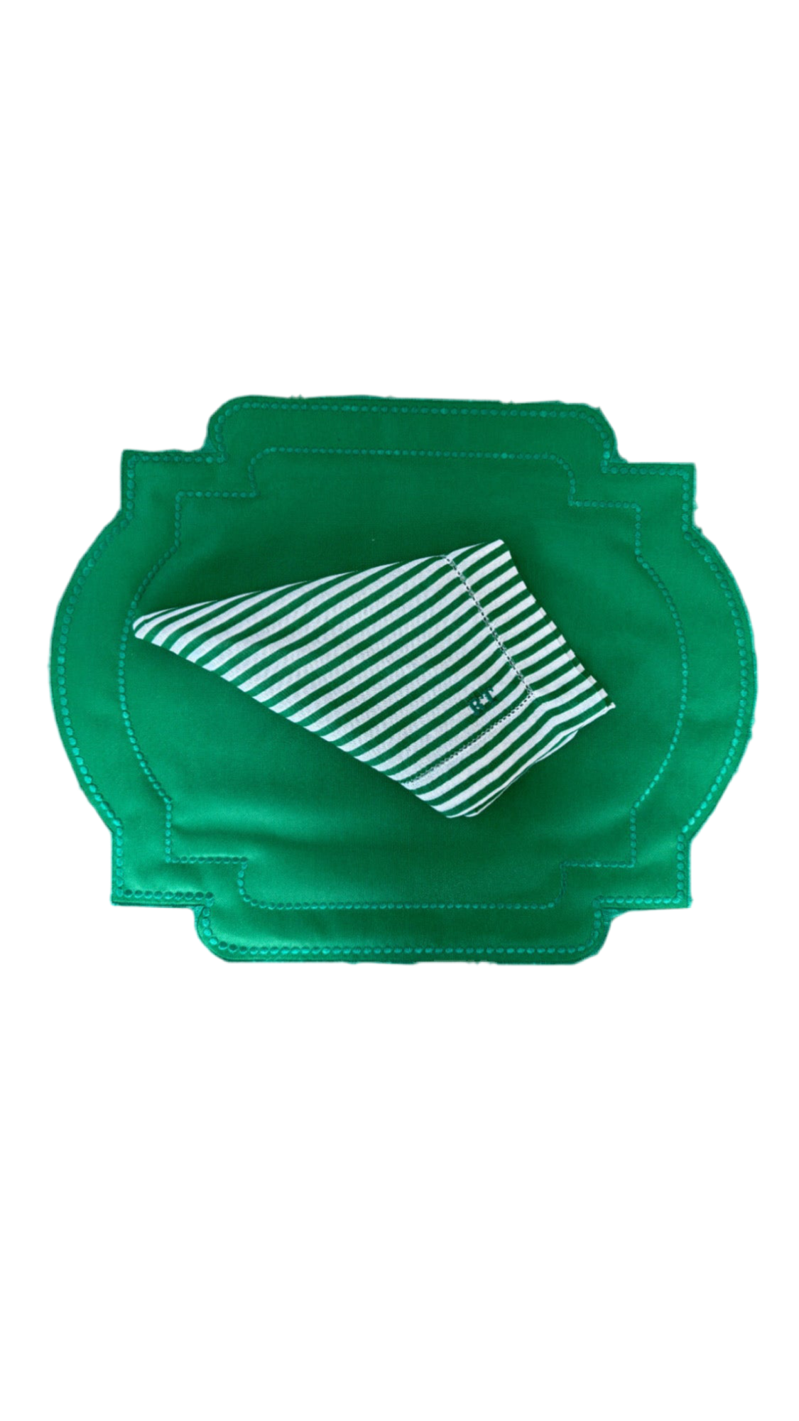 Placemets double-sided green with stripes and two options of napkins