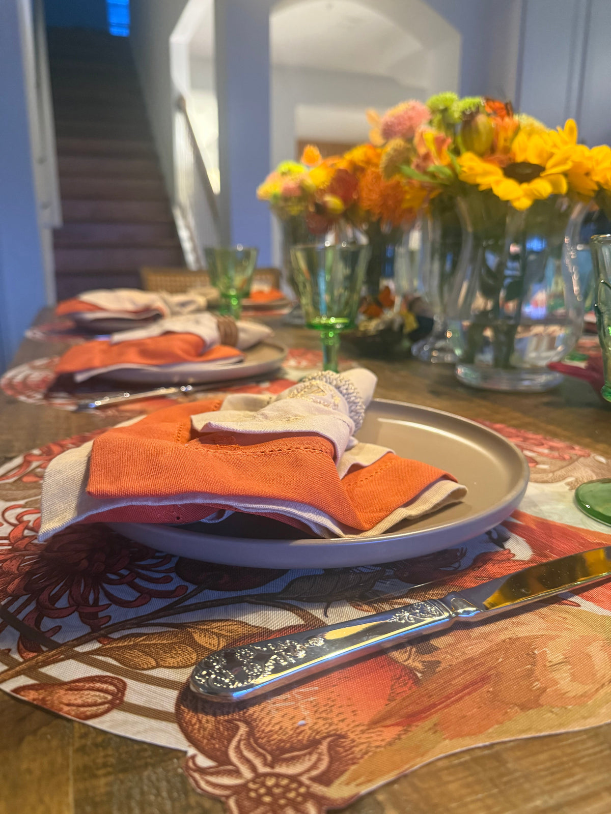 Pomegranate & Bird Placemat with Linen Napkin