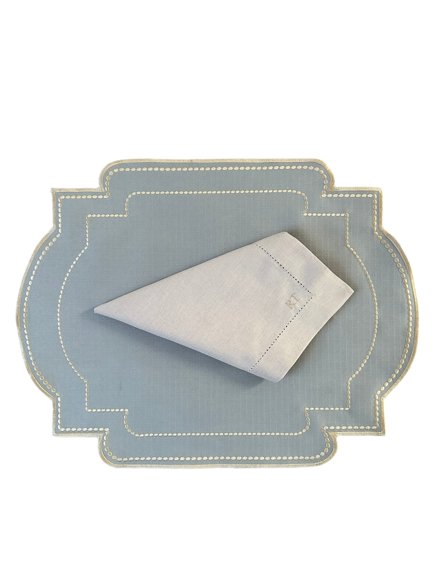 Placements Double sided navy blue and beige with beige napkin