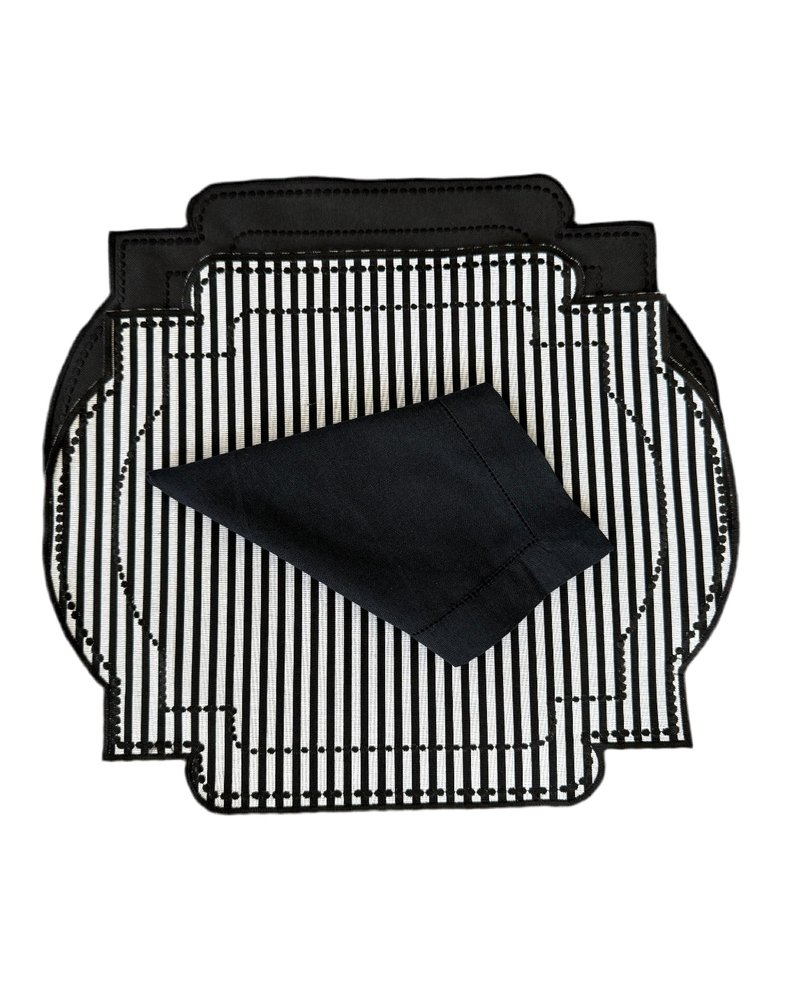 Placemats double-sided black with stripe