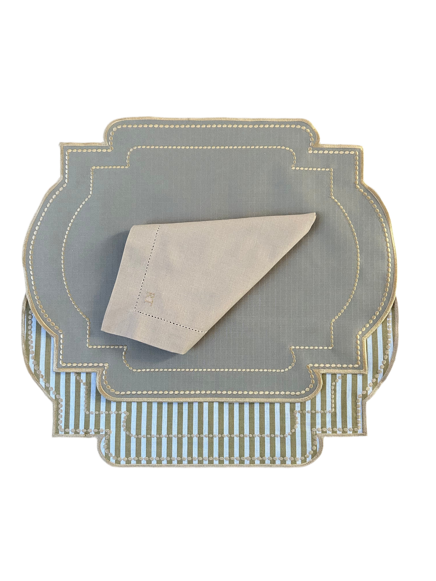 Placements Double sided Beige and stripe with Nude napkin