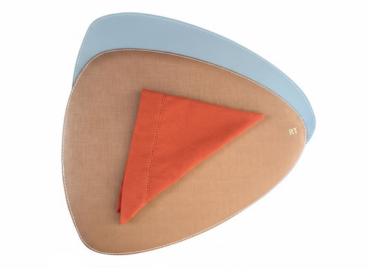 Double-sided leather placemats with napkins