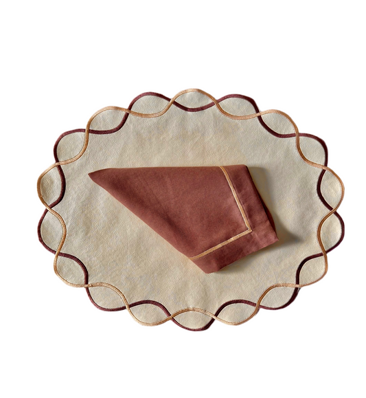 Placemets Double-sided with waterproof leather and braided edges