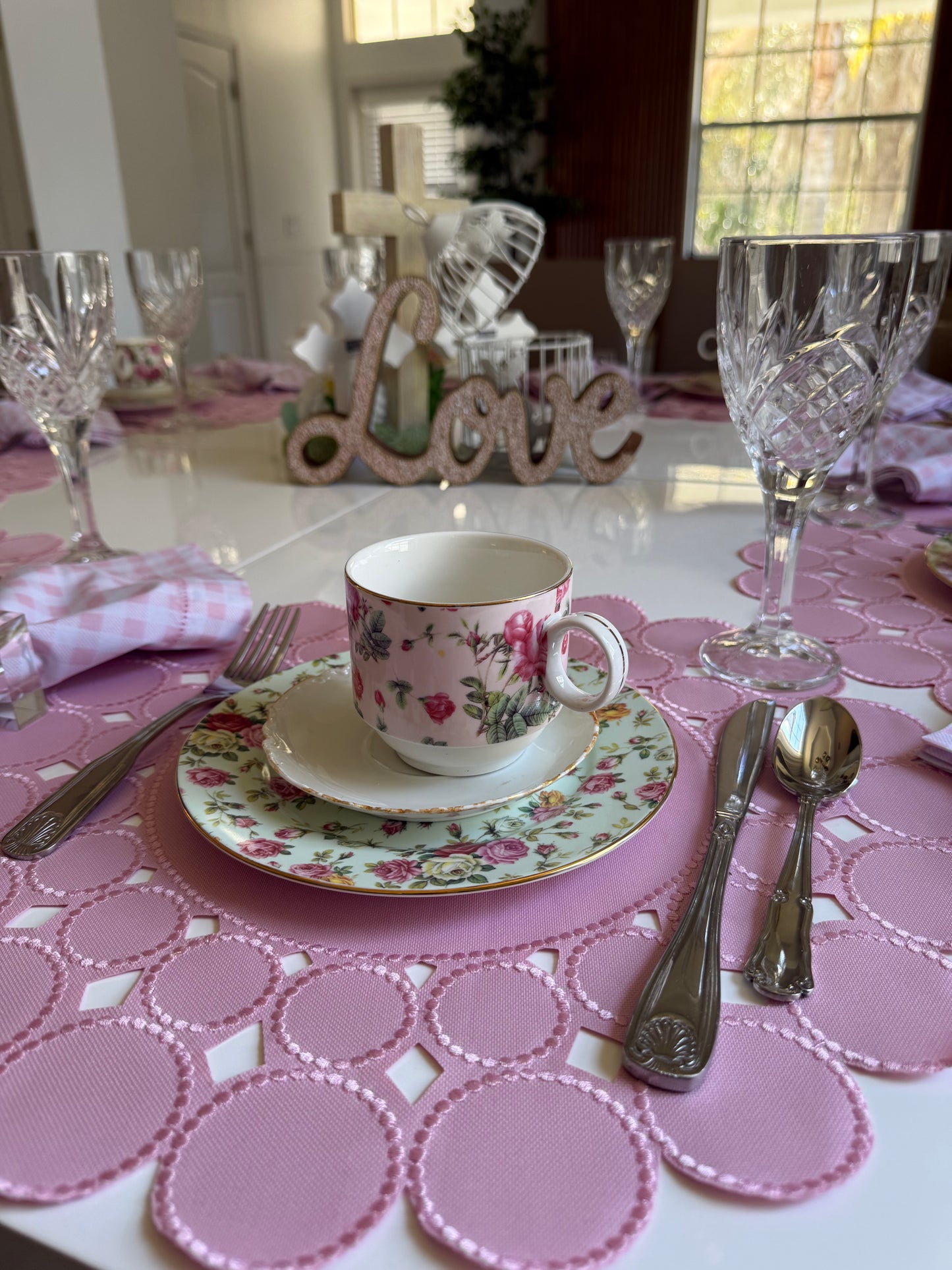 Placemats baby pink with napkins