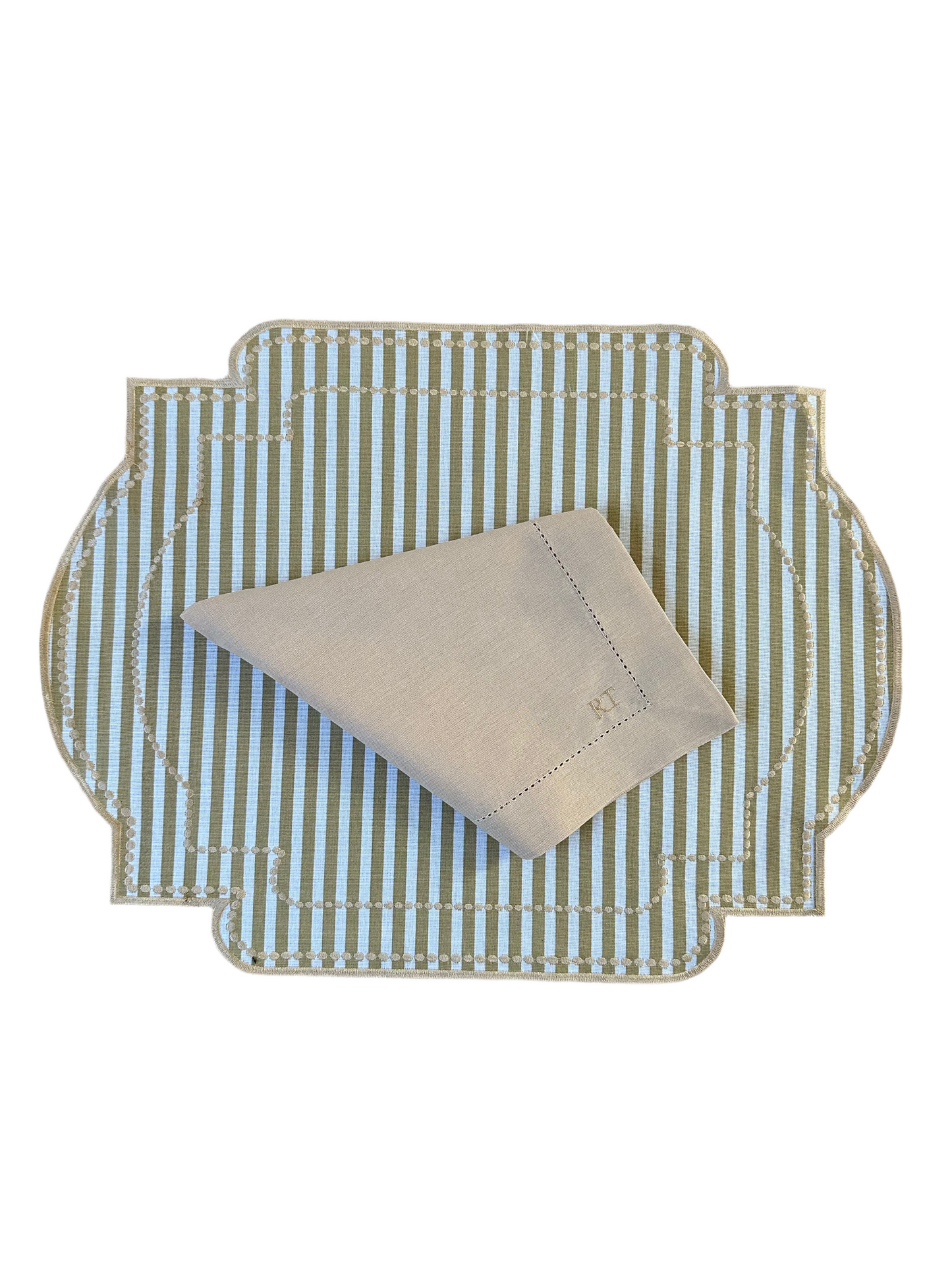 Placements Double sided Beige and stripe with Nude napkin