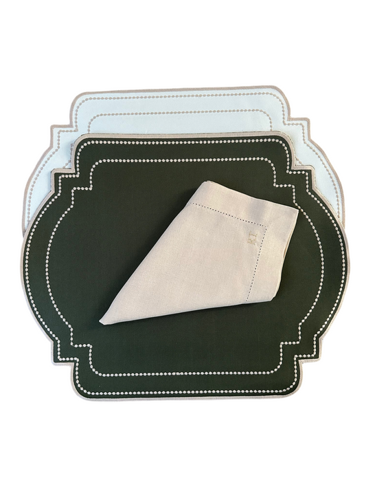 Placements Double sided military green and beige with beige napkin