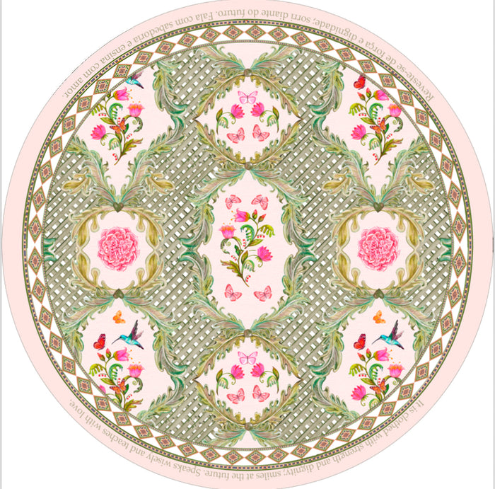 Placemats round Proverbs 31;25 with Napkin Linen