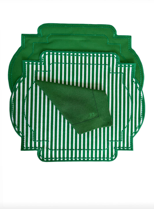 Placemets  double-sided green with stripes and two options of napkins