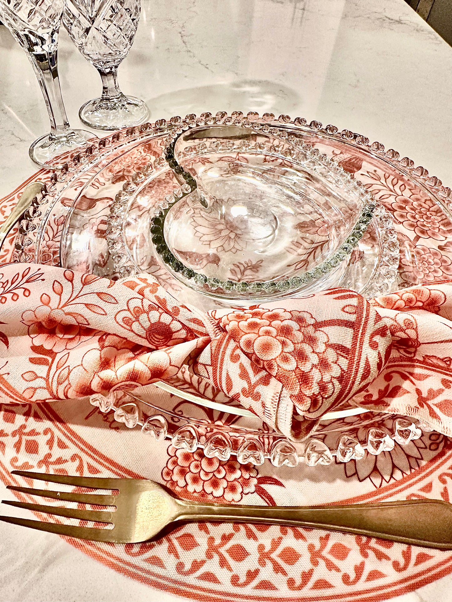 Placemats Garden Circle Salmon  Exclusive designer Revelation Table