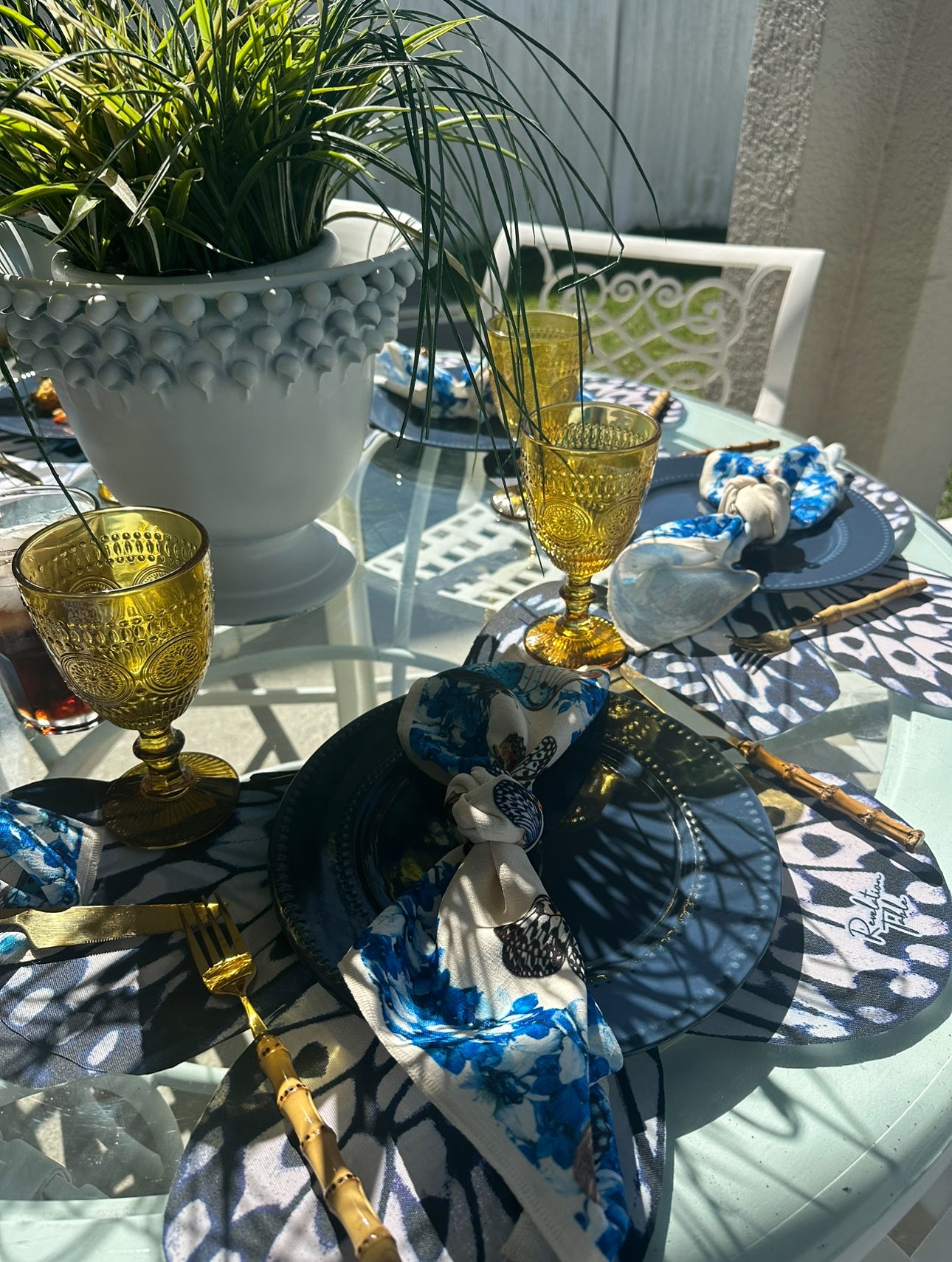 Placemats Butterfly Cut Blue Exclusive designer Revelation Table