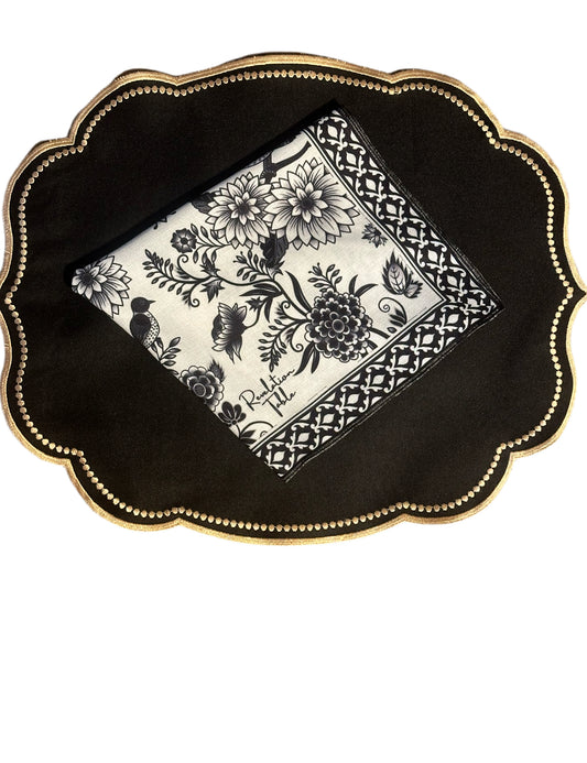 Placemats double sided striped black and white