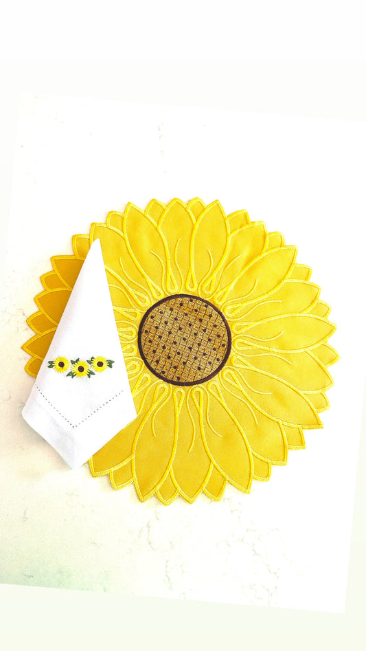 Placement embroidery sunflower