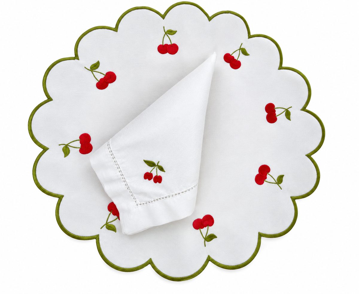 Placemats double-sided cherry and stripe