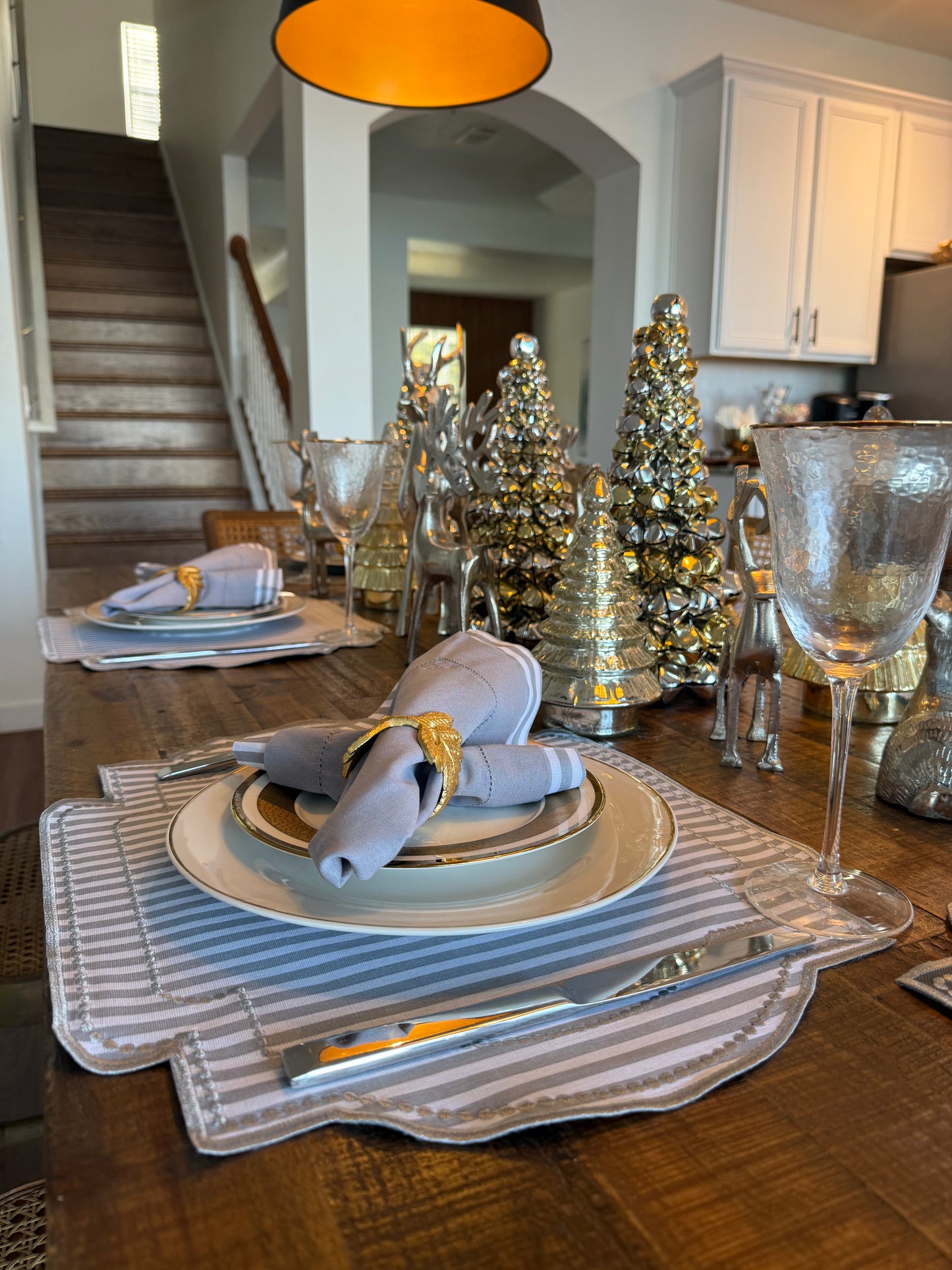 Placements Double sided Beige and stripe with Nude napkin