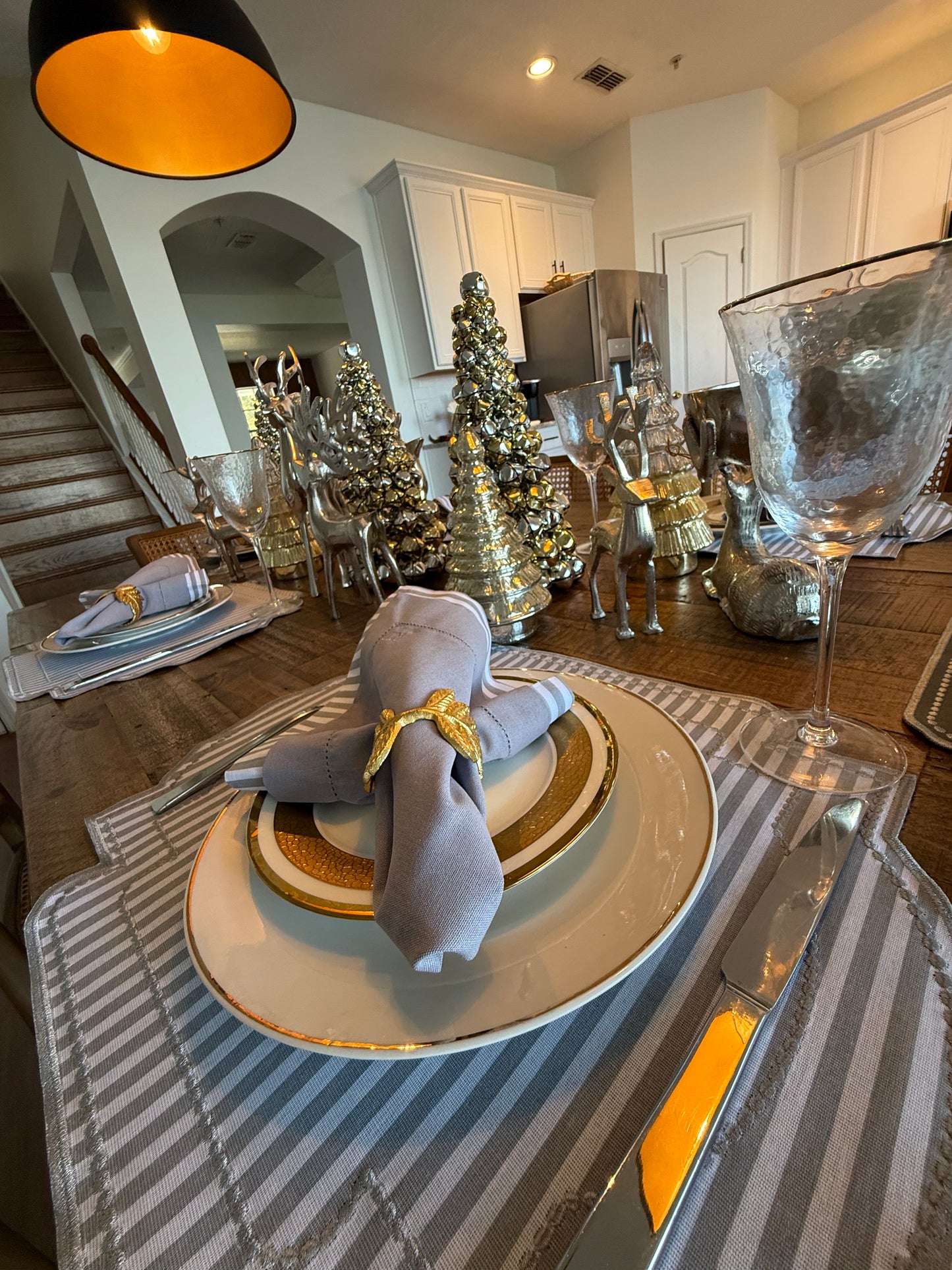 Placements Double sided Beige and stripe with Nude napkin