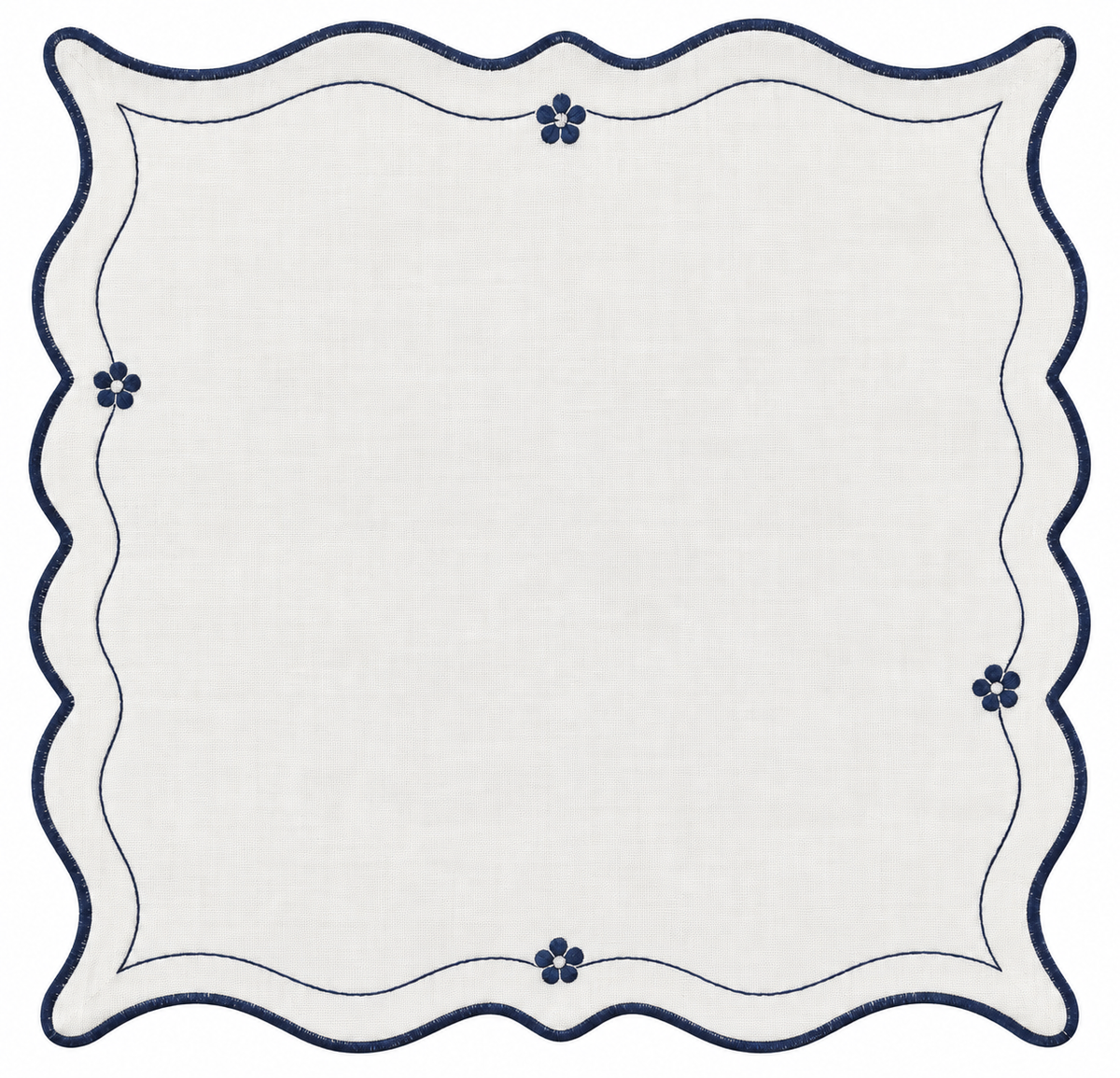 Reversible Toile de Jouy placemat with embroidered napkin.