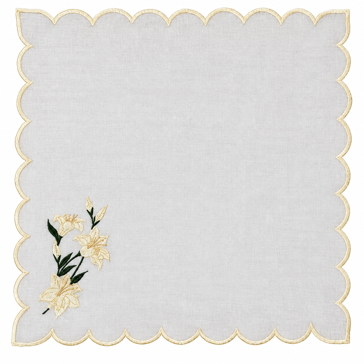 Reversible placemat with lily embroidery