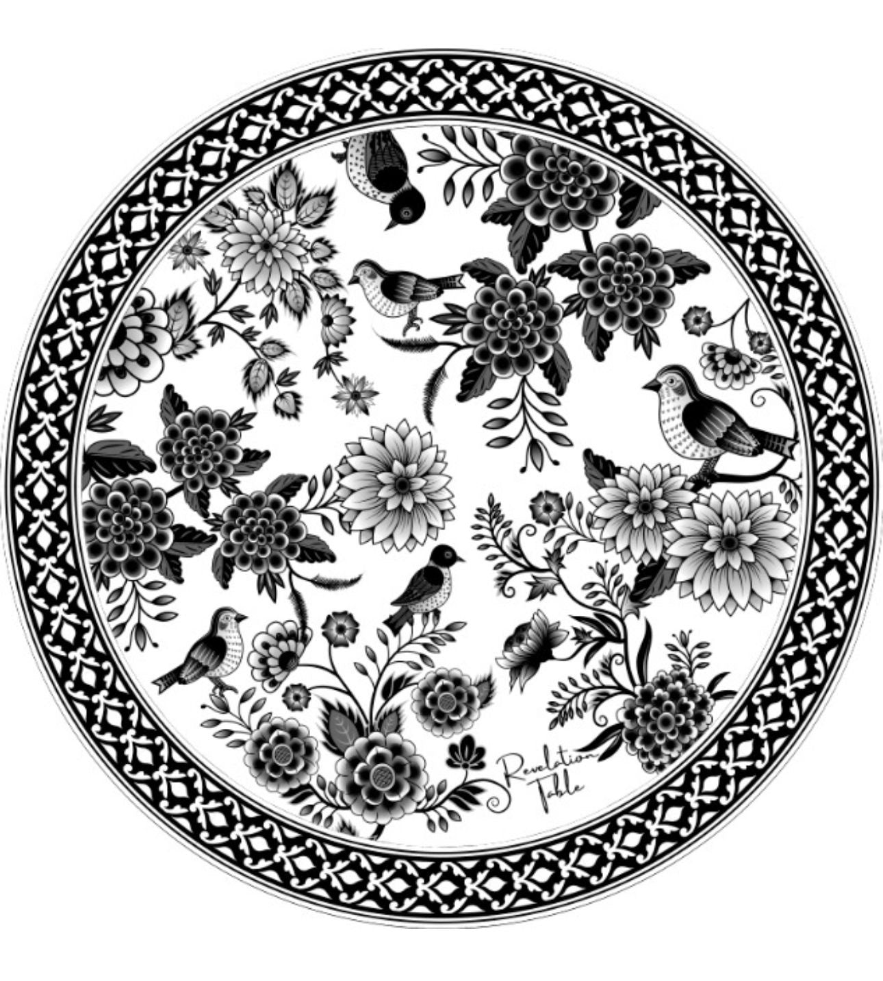 Placemats Garden Circle Black Exclusive designer Revelation Table